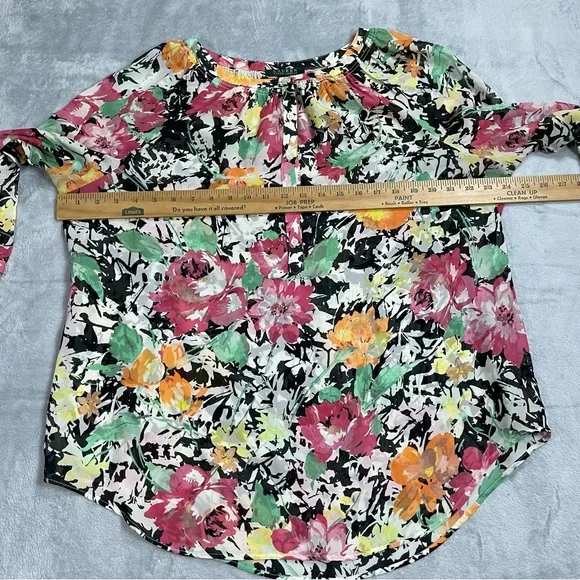 Lauren Ralph Lauren Shirt XL Floral Popover Blouse Semi-sheer Multicolor - Picture 4 of 6